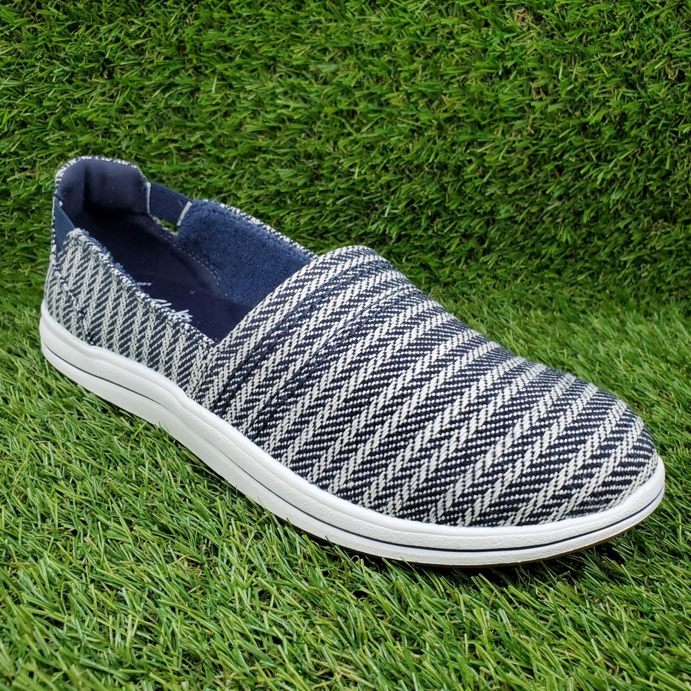 Clarks Breeze Step II SIZE 7.5 Women's Cloudsteppers Slip On Shoes Navy Textile
